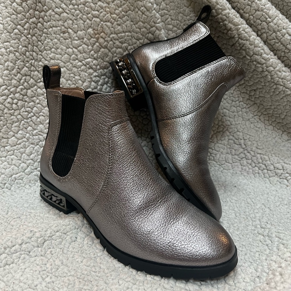 Karl Lagerfeld Paris Silver Metallic Booties
